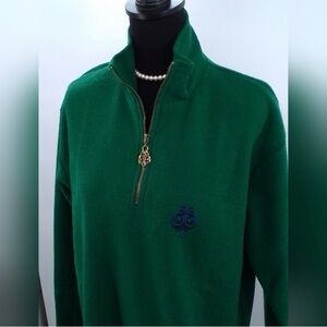 NWT Frazier Lawrence Women's Size LG GREEN 1/4 Zip Pullover Long Sleeve VINTAGE